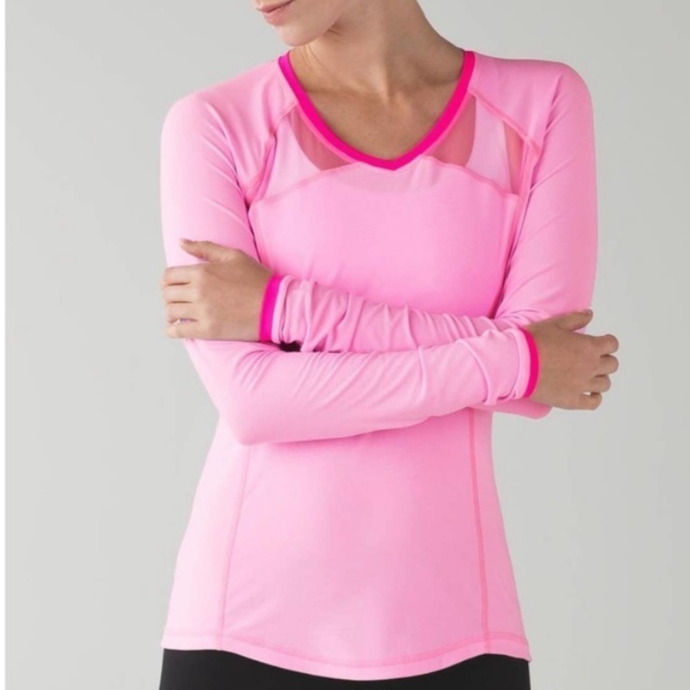 Lululemon Pace Pusher Pink Long Sleeve Top Size 6